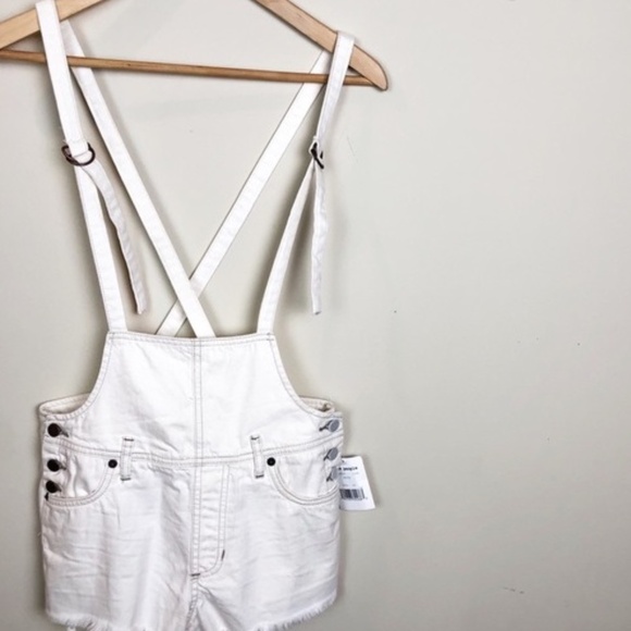 NWT We The Free People Overall Shorts Cut Off Jean Denim - Picture 5 of 11